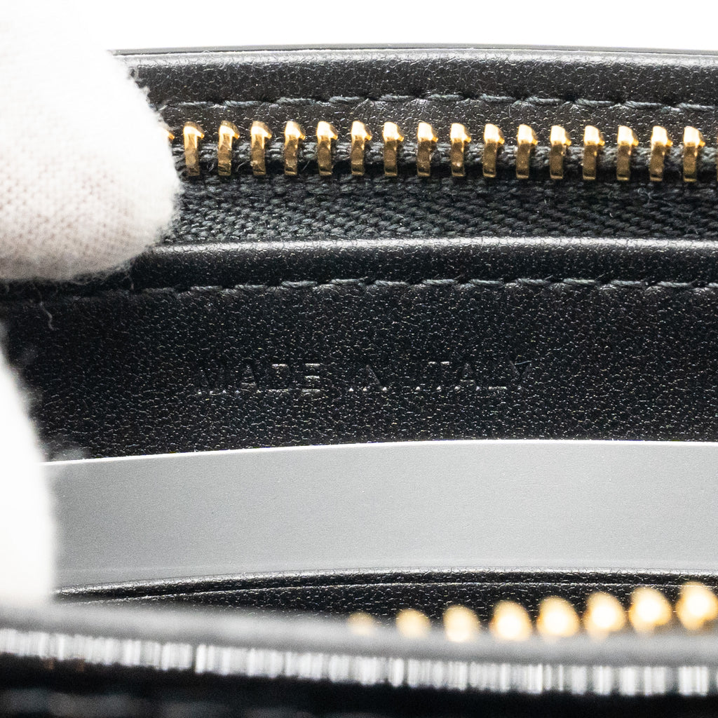 DIOR CARO POUCH WITH CHAIN PATENT CALFSKIN BLACK GHW