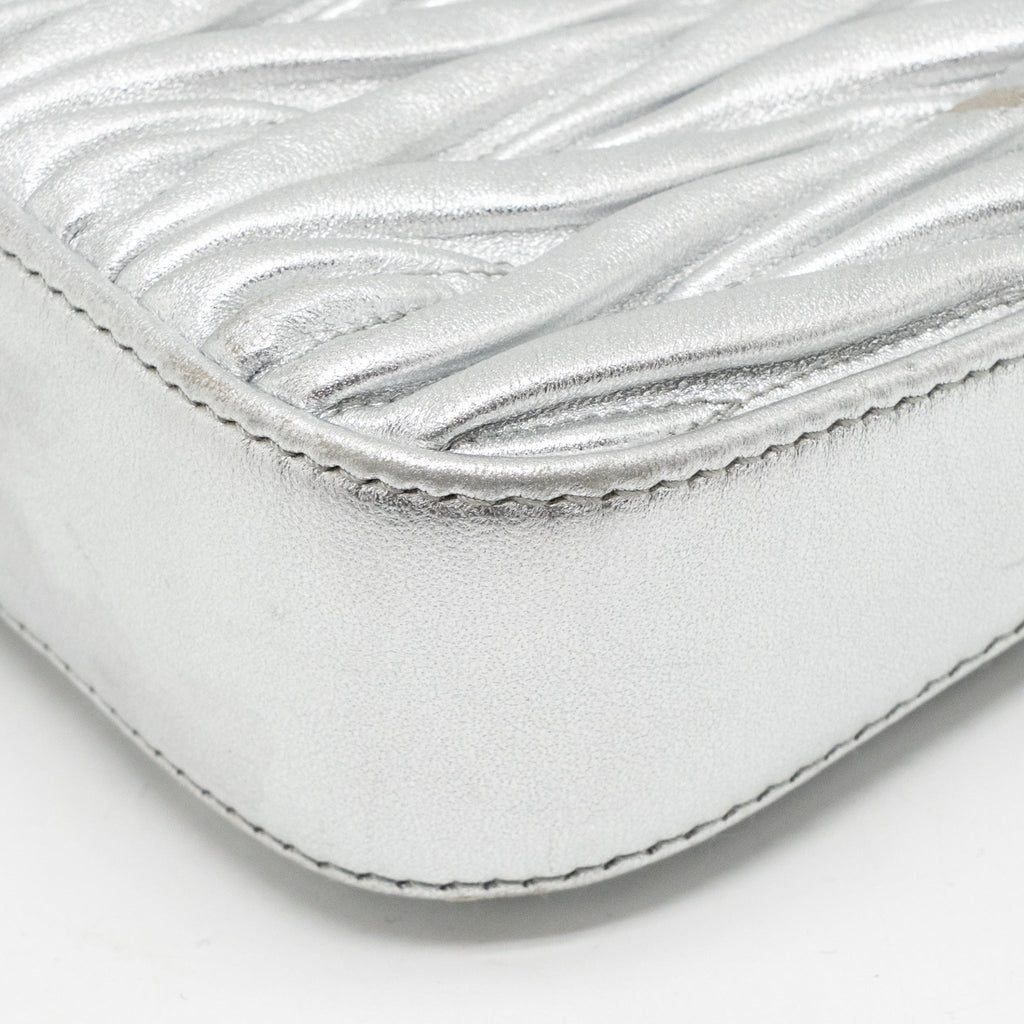 MIU MIU SASSY BAG MATELASSE NAPA LEATHER SILVER SHW