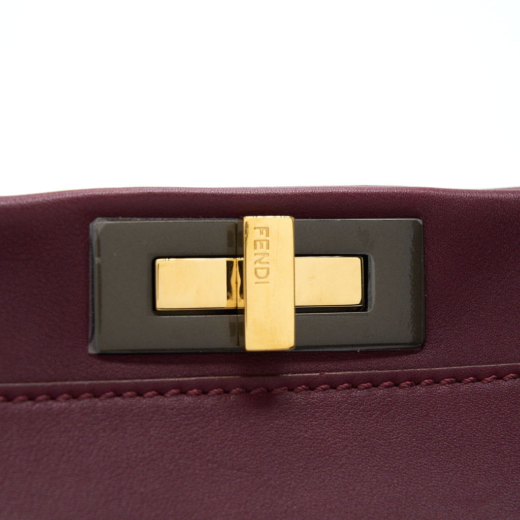 FENDI LARGE PEEKABOO TOTE BAG DARK RED