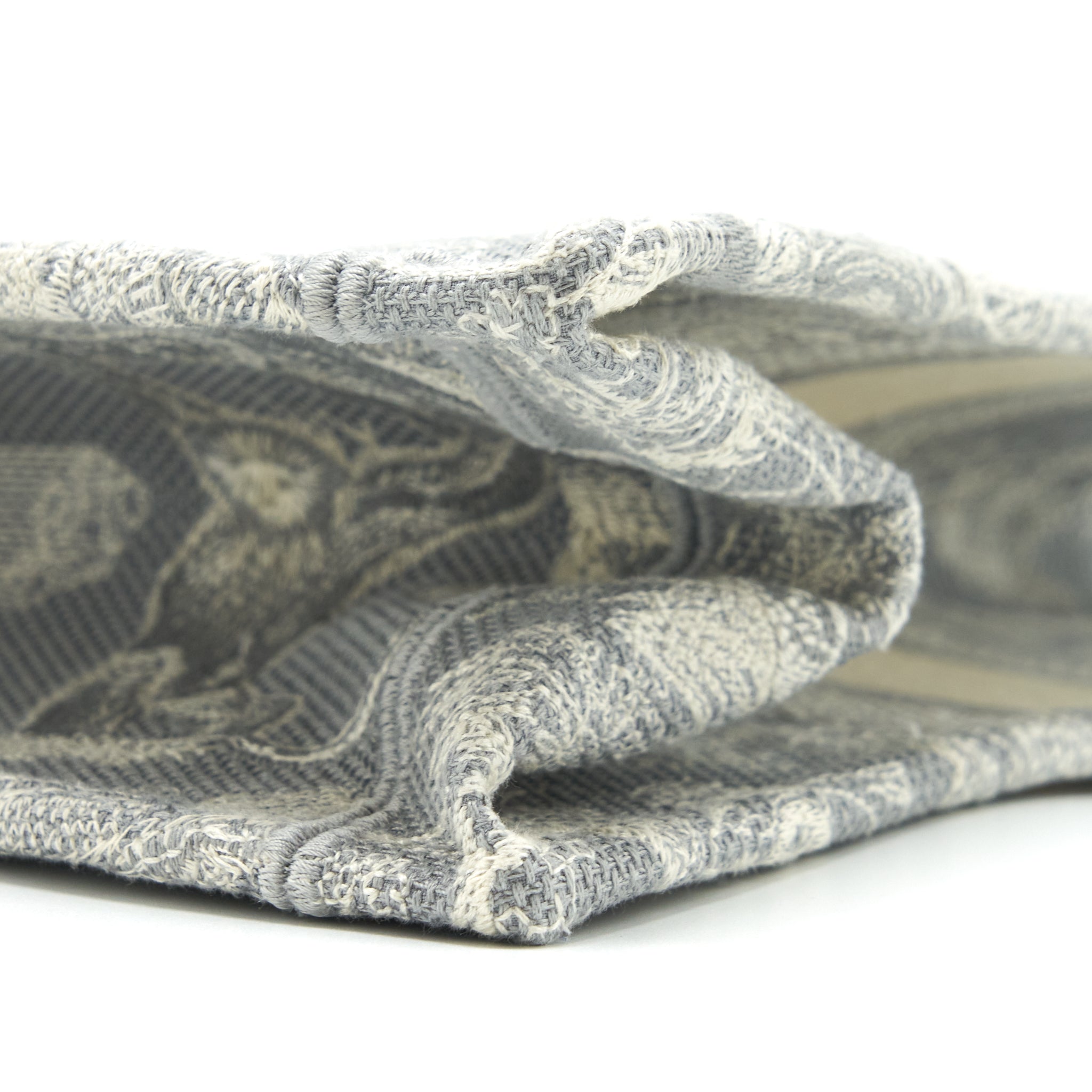 DIOR MEDIUM (OLD SMALL) BOOK TOTE GREY TOILE DE JOUY REVERSE EMBROIDERY WITH AN EXTRA TWILLY