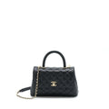 CHANEL SMALL COCO HANDLE CAVIAR BLACK LGHW (MICROCHIP)