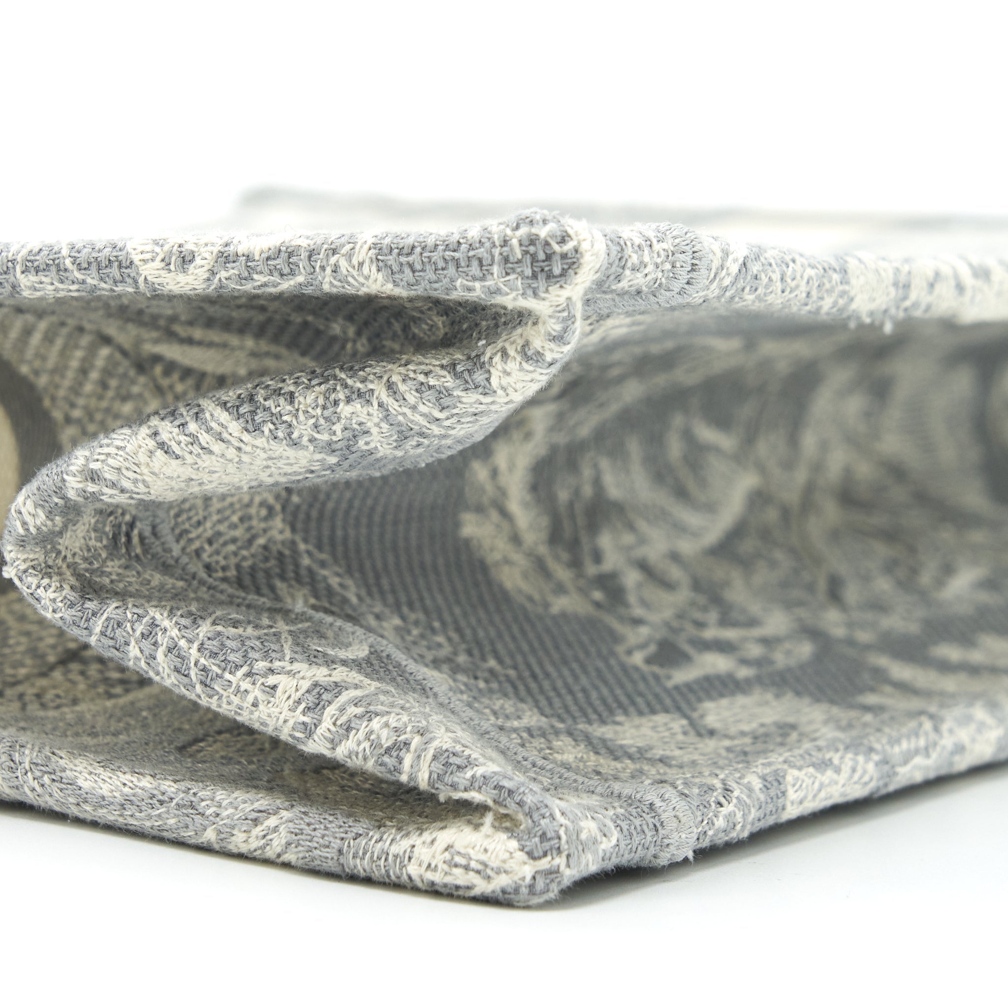 DIOR MEDIUM (OLD SMALL) BOOK TOTE GREY TOILE DE JOUY REVERSE EMBROIDERY WITH AN EXTRA TWILLY