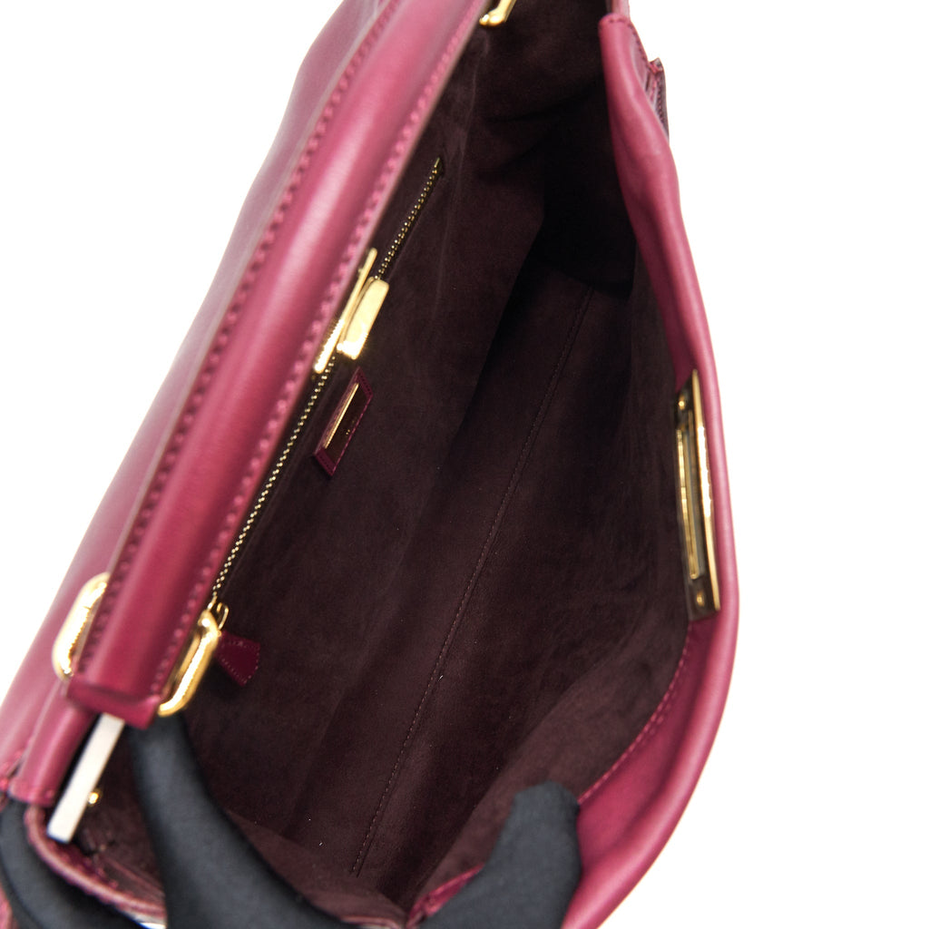 FENDI LARGE PEEKABOO TOTE BAG DARK RED