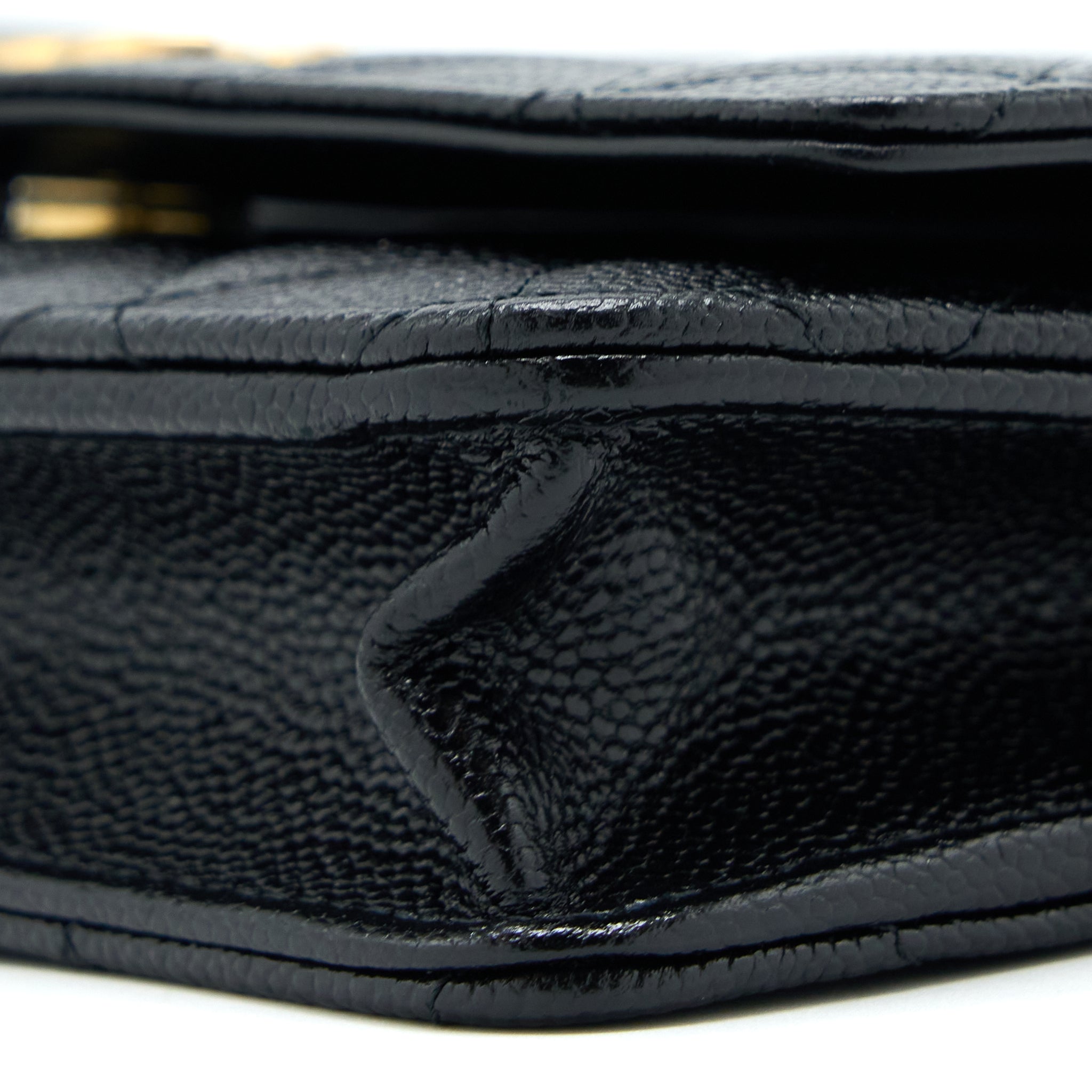 CHANEL LETTER TOP HANDLE WALLET ON CHAIN CAVIAR BLACK GHW
