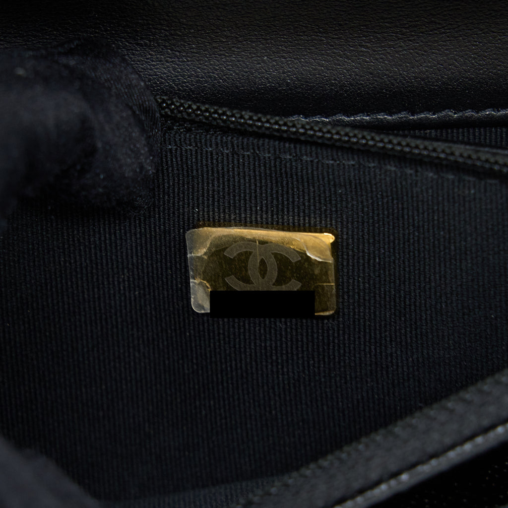 CHANEL LETTER TOP HANDLE WALLET ON CHAIN CAVIAR BLACK GHW
