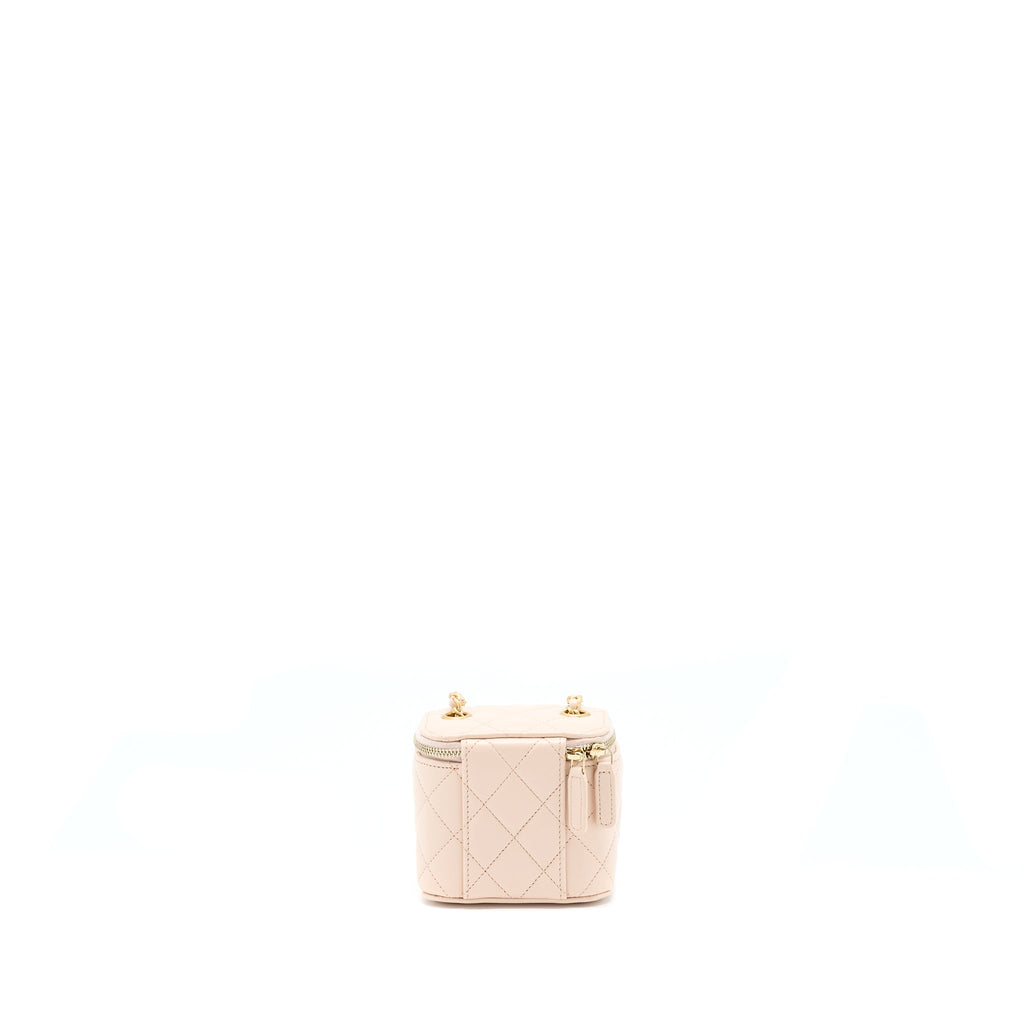 CHANEL PEARL CRUSH MINI VANITY WITH CHAIN LAMBSKIN LIGHT PINK GHW