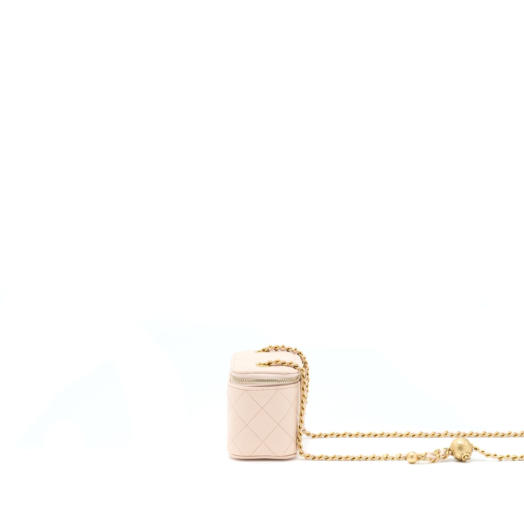 CHANEL PEARL CRUSH MINI VANITY WITH CHAIN LAMBSKIN LIGHT PINK GHW
