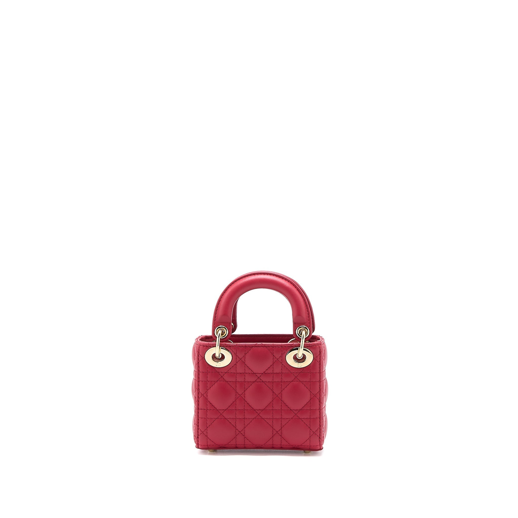 DIOR MICRO LADY DIOR BAG CANNAGE LAMBSKIN RED LGHW