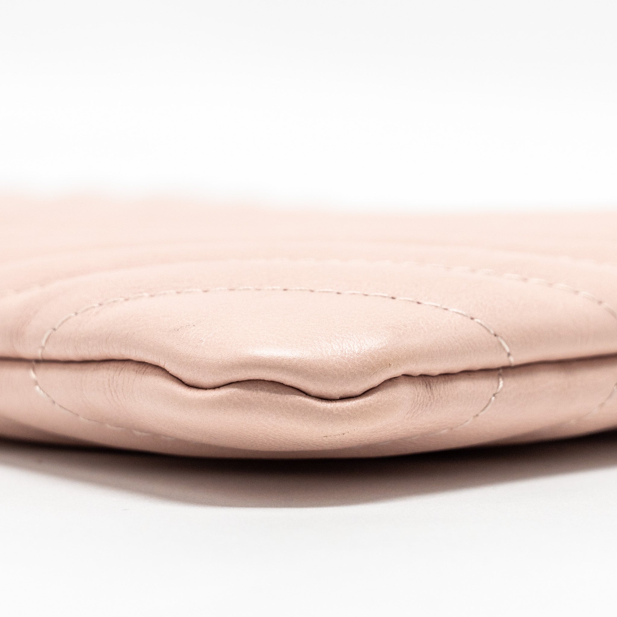 CHANEL CHEVRON ZIP CLUTCH CALFSKIN LIGHT PINK GHW