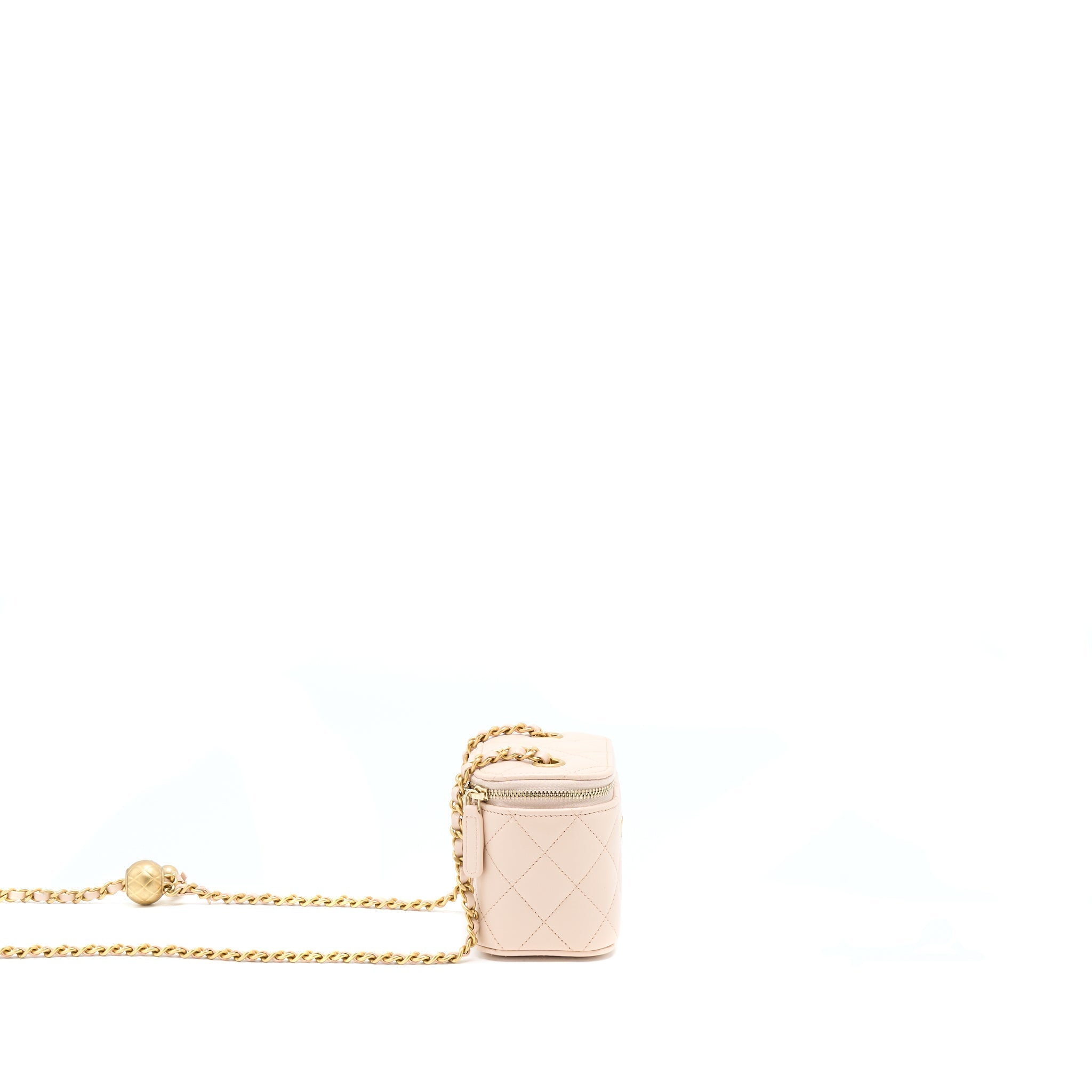 CHANEL PEARL CRUSH MINI VANITY WITH CHAIN LAMBSKIN LIGHT PINK GHW