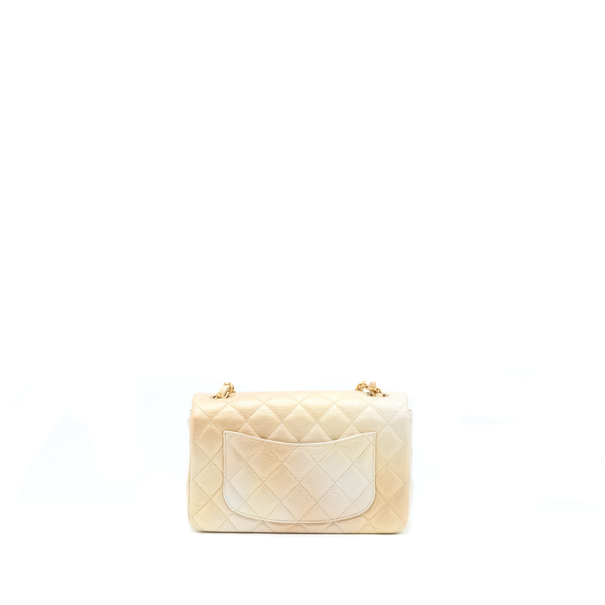 CHANEL 22C MINI RECTANGULAR FLAP BAG GOATSKIN OMBRE BEIGE BRUSHED GHW(MICROCHIP)