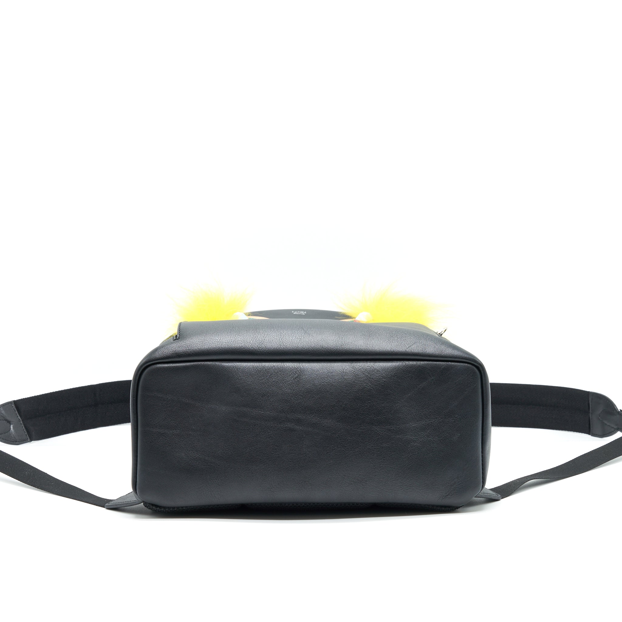 FENDI MONSTER BACKPACK IN BLACK WITH YELLOW FUR