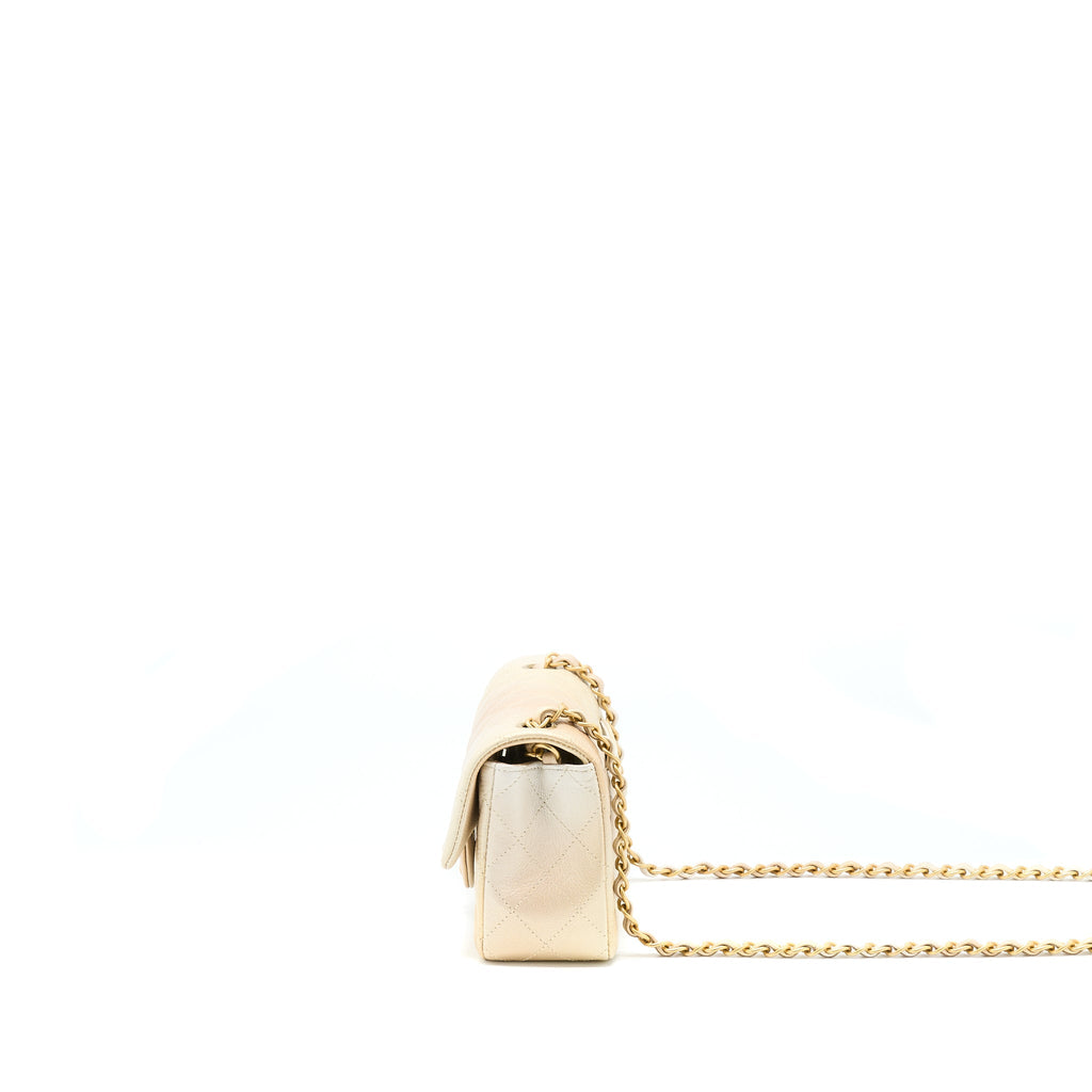 CHANEL 22C MINI RECTANGULAR FLAP BAG GOATSKIN OMBRE BEIGE BRUSHED GHW(MICROCHIP)