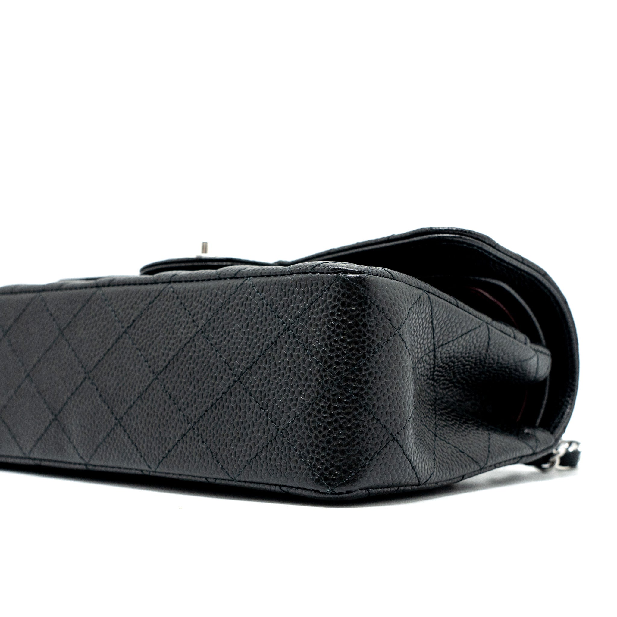 CHANEL SMALL CLASSIC DOUBLE FLAP BAG CAVIAR BLACK SHW (MICROCHIP)