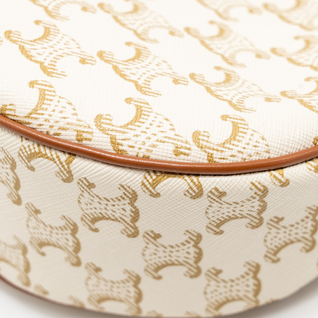 CELINE AVA BAG TRIOMPHE CANVAS/CALFSKIN WHITE/BROWN GHW
