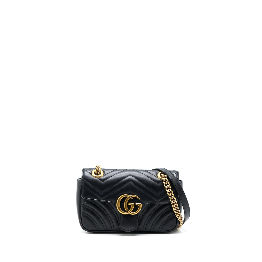 GUCCI SMALL MARMONT SHOULDER BAG CALFSKIN BLACK GHW
