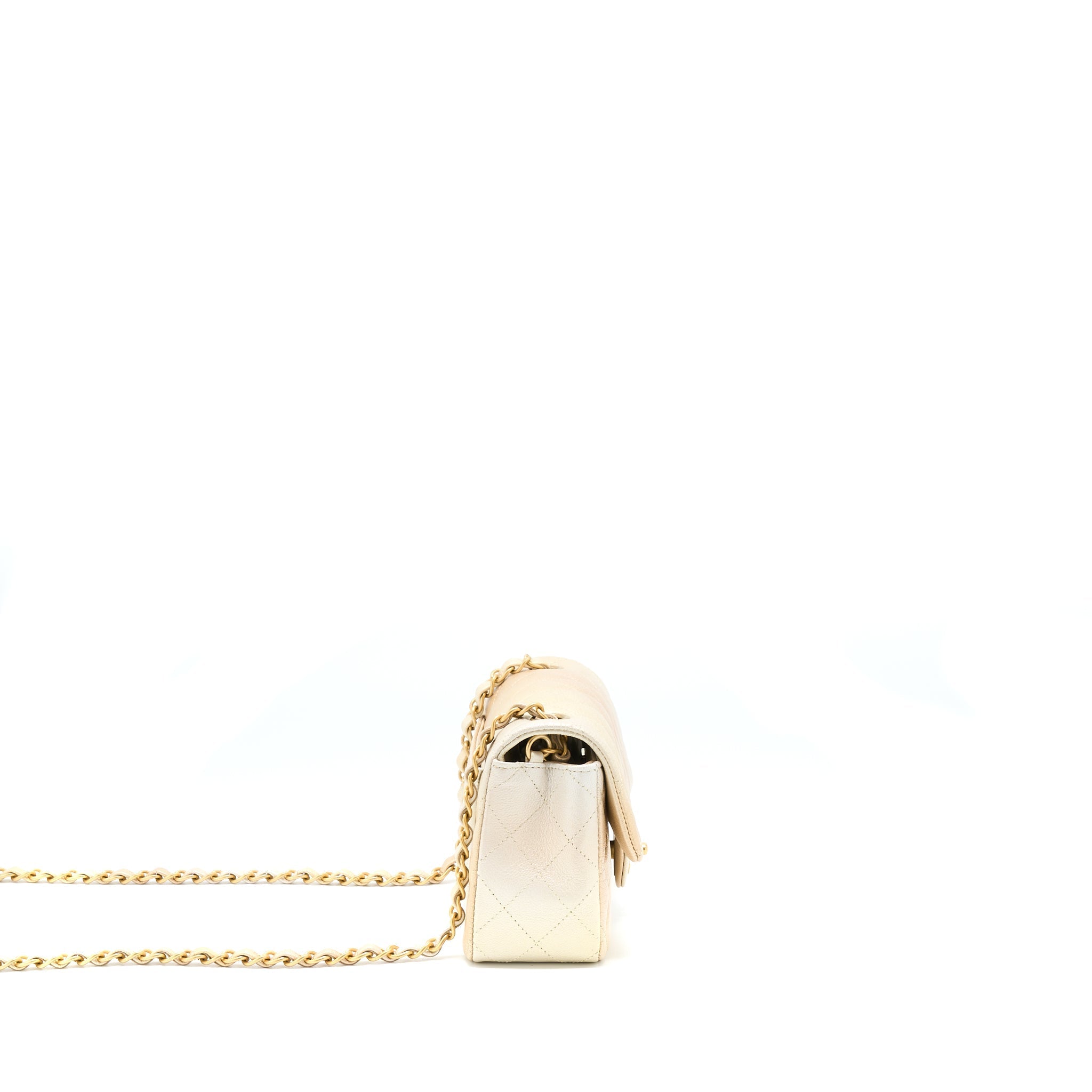 CHANEL 22C MINI RECTANGULAR FLAP BAG GOATSKIN OMBRE BEIGE BRUSHED GHW(MICROCHIP)