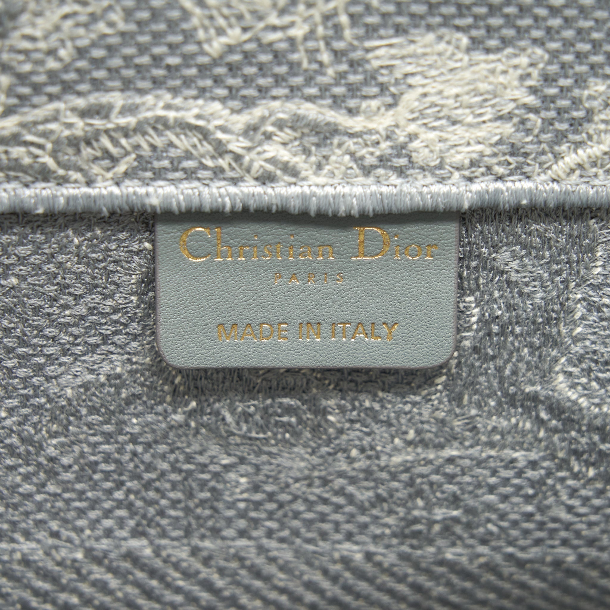 DIOR MEDIUM (OLD SMALL) BOOK TOTE GREY TOILE DE JOUY REVERSE EMBROIDERY WITH AN EXTRA TWILLY