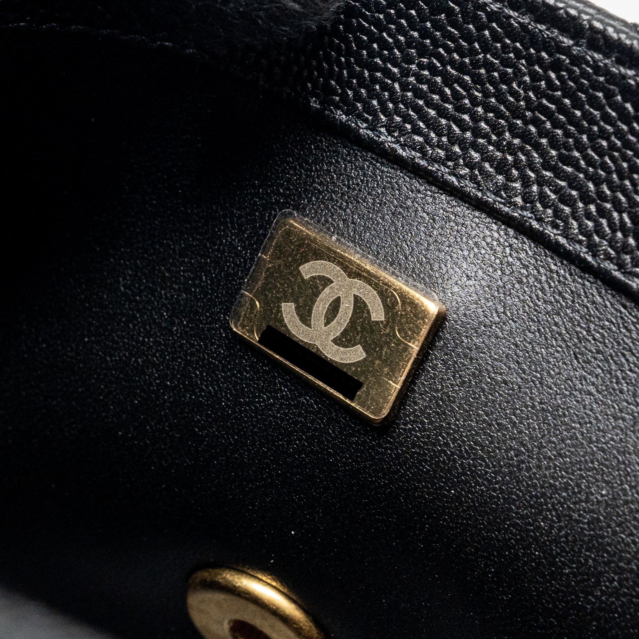 CHANEL 24P COCO LOVE MINI FLAP BAG ADJUSTABLE CHAIN CAVIAR BLACK GHW (MICROCHIP)