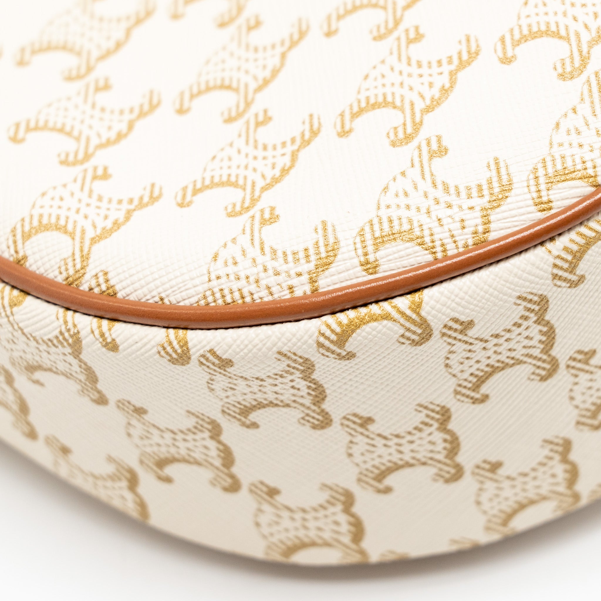 CELINE AVA BAG TRIOMPHE CANVAS/CALFSKIN WHITE/BROWN GHW