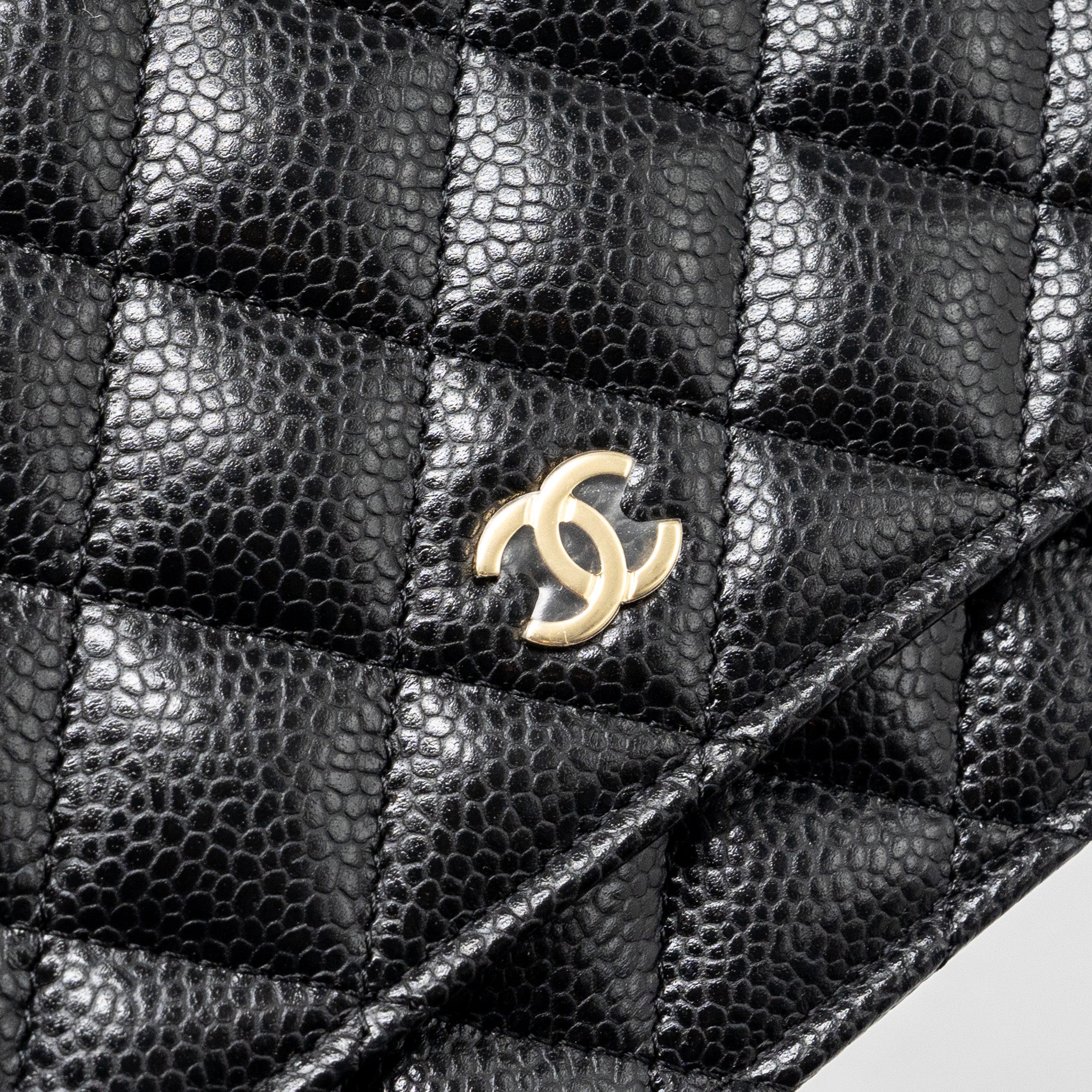 CHANEL CLASSIC WALLET ON CHAIN CAVIAR BLACK GHW(MICROCHIP)