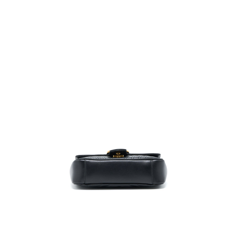 GUCCI SMALL MARMONT SHOULDER BAG CALFSKIN BLACK GHW