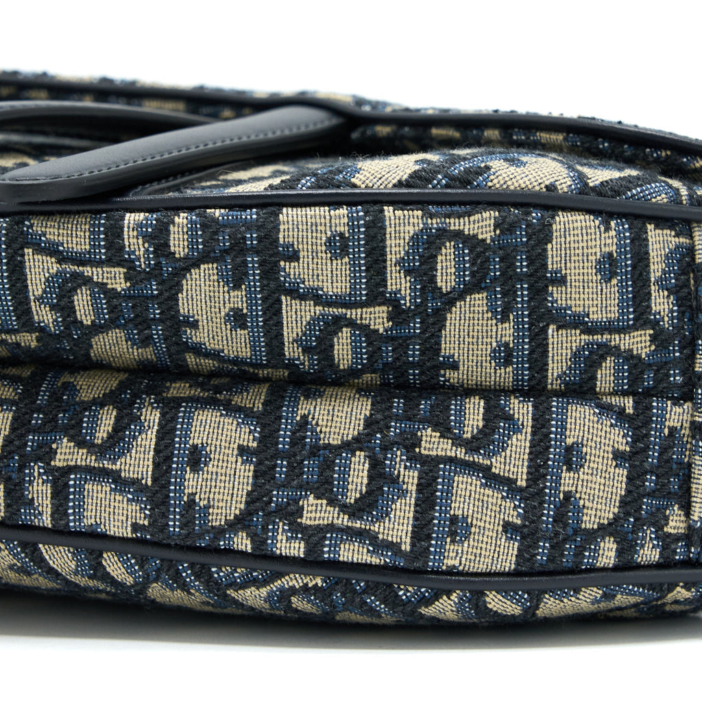 DIOR SADDLE BAG WITH REMOVABLE SHOULDER STRAP BLUE OBLIQUE JACQUARD GHW
