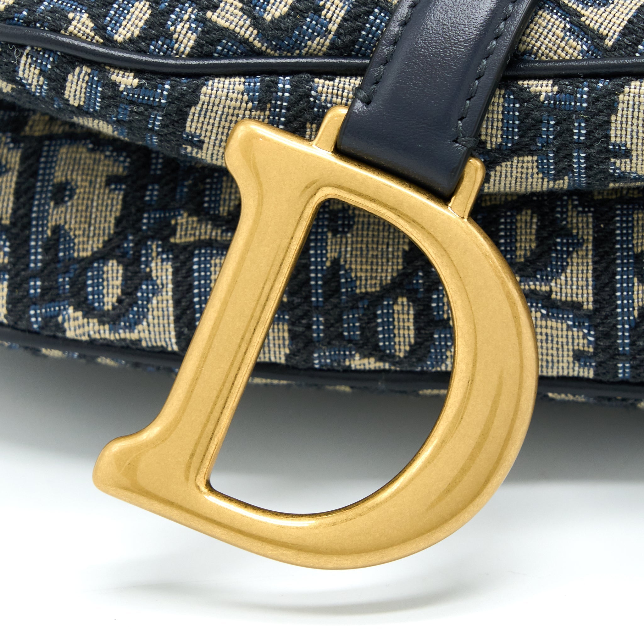 DIOR SADDLE BAG WITH REMOVABLE SHOULDER STRAP BLUE OBLIQUE JACQUARD GHW