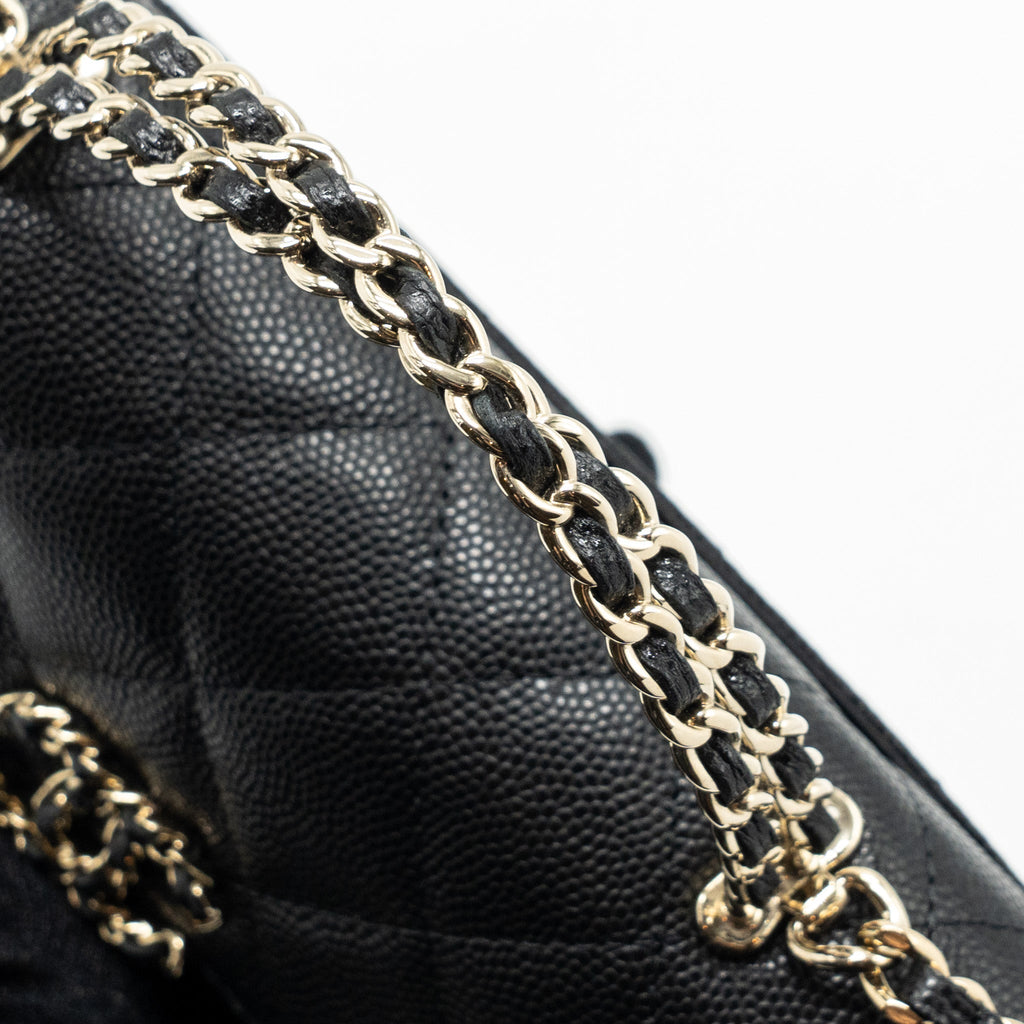 CHANEL 23P TOP HANDLE MINI FLAP BAG WITH CHAIN CAVIAR BLACK LGHW (MICROCHIP)