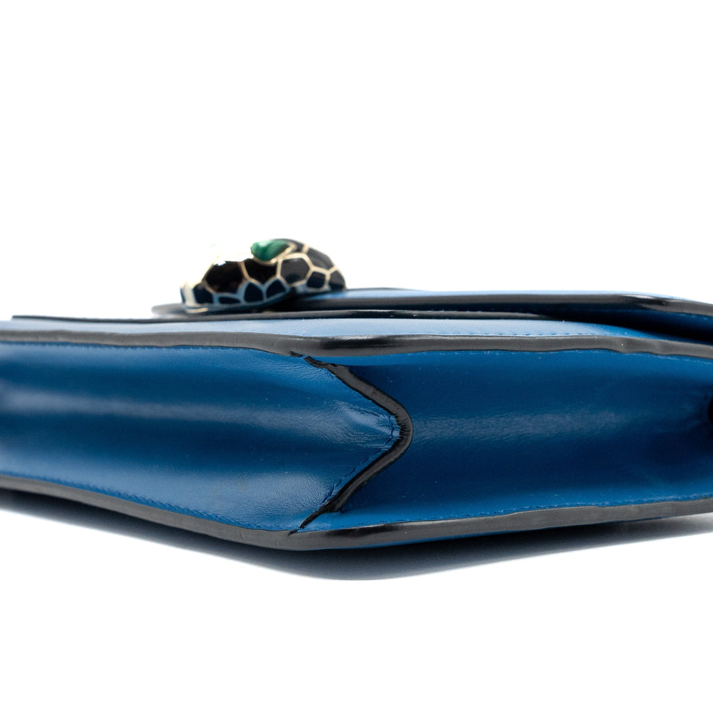 BVLGARI SERPENTI FOREVER FLAP CHAIN BAG CALFSKIN BLUE LGHW