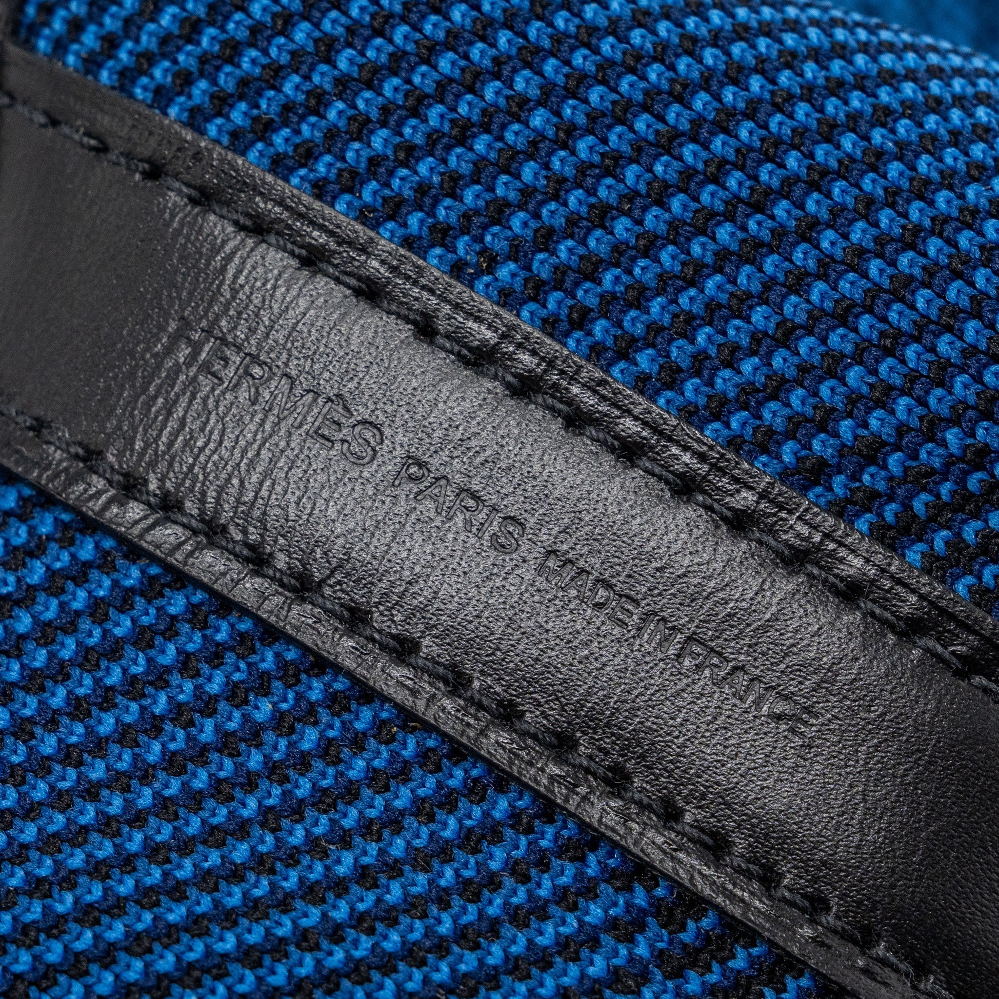 HERMES ETRIVIERE MM SHOULDER BAG FABRIC / HUNTER LEATHER BLUE / BLACK SHW