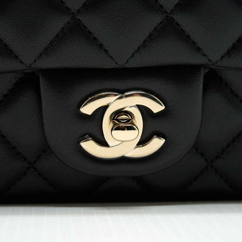 CHANEL MINI RECTANGULAR FLAP BAG LAMBSKIN LGHW(MICROCHIP)