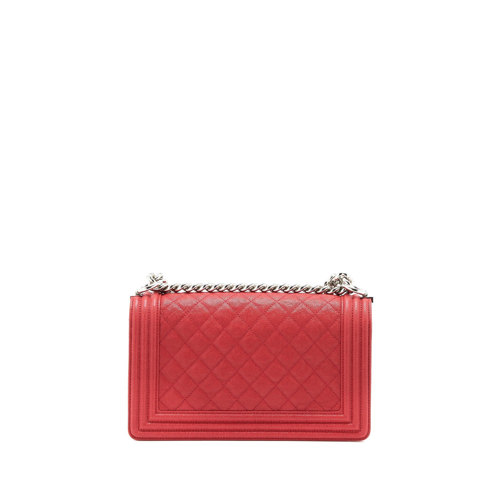 CHANEL MEDIUM BOY BAG CAVIAR RED SHW