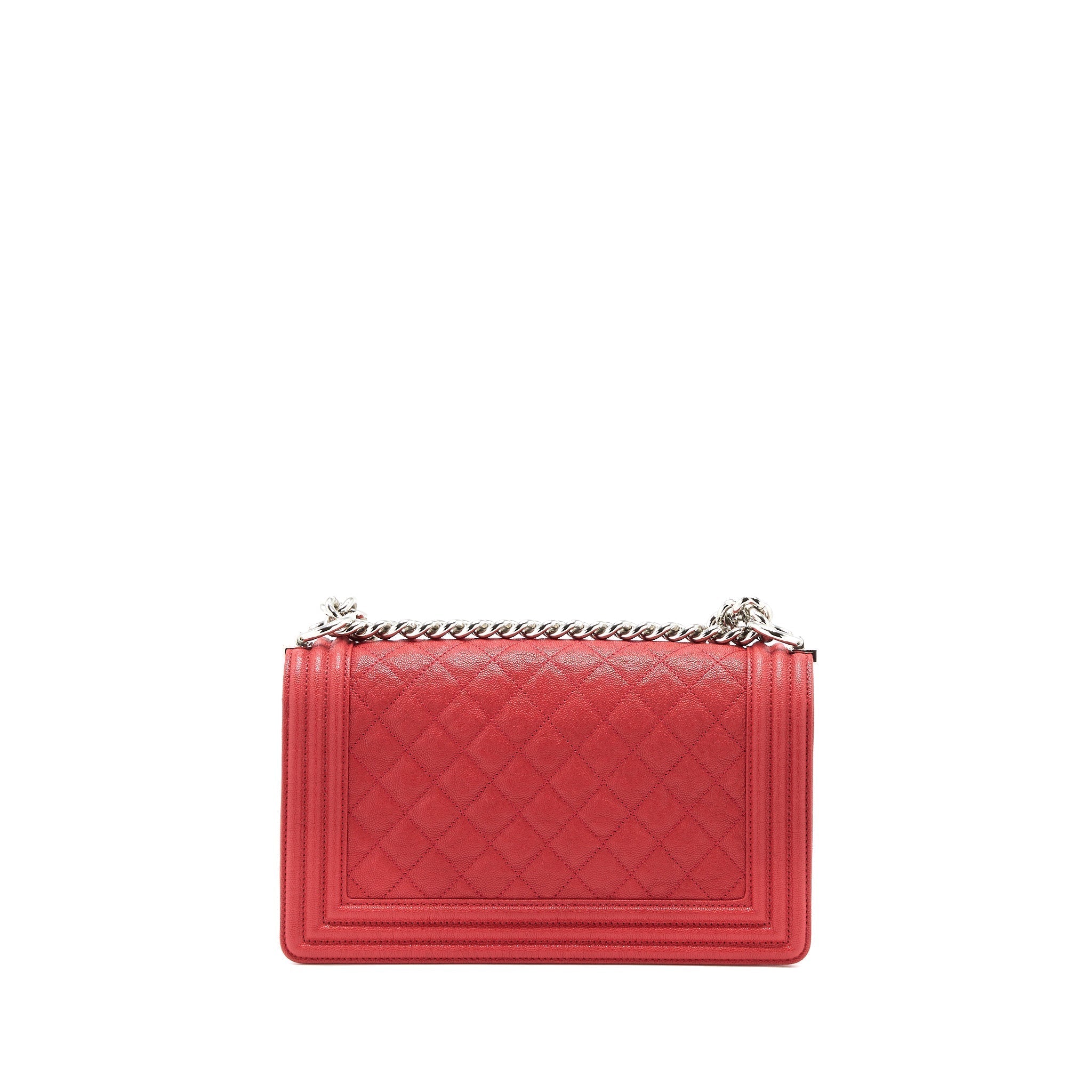 CHANEL MEDIUM BOY BAG CAVIAR RED SHW