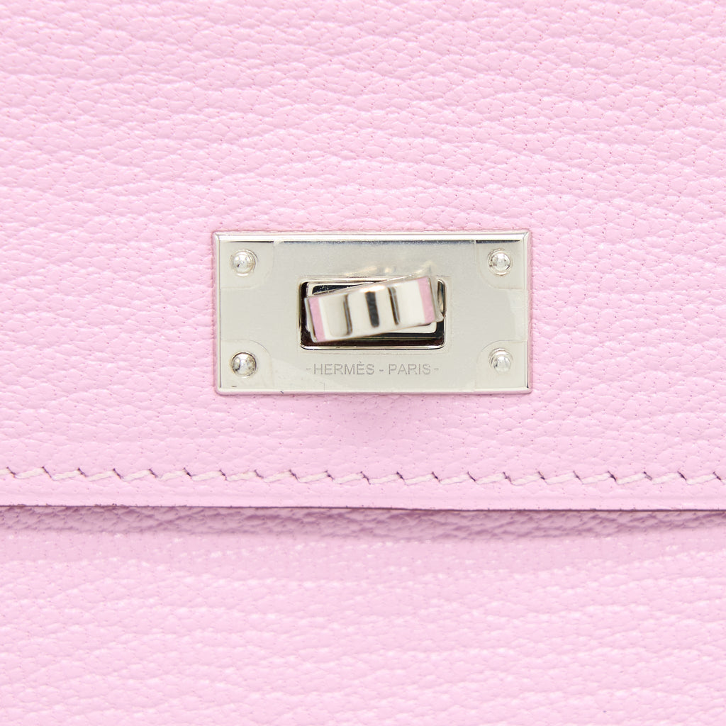 HERMES KELLY POCKET COMPACT CHEVRE MYSORE X9 MAUVE SYLVESTRE SHW