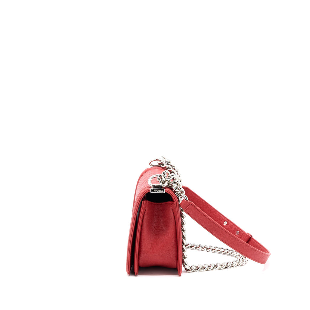 CHANEL MEDIUM BOY BAG CAVIAR RED SHW