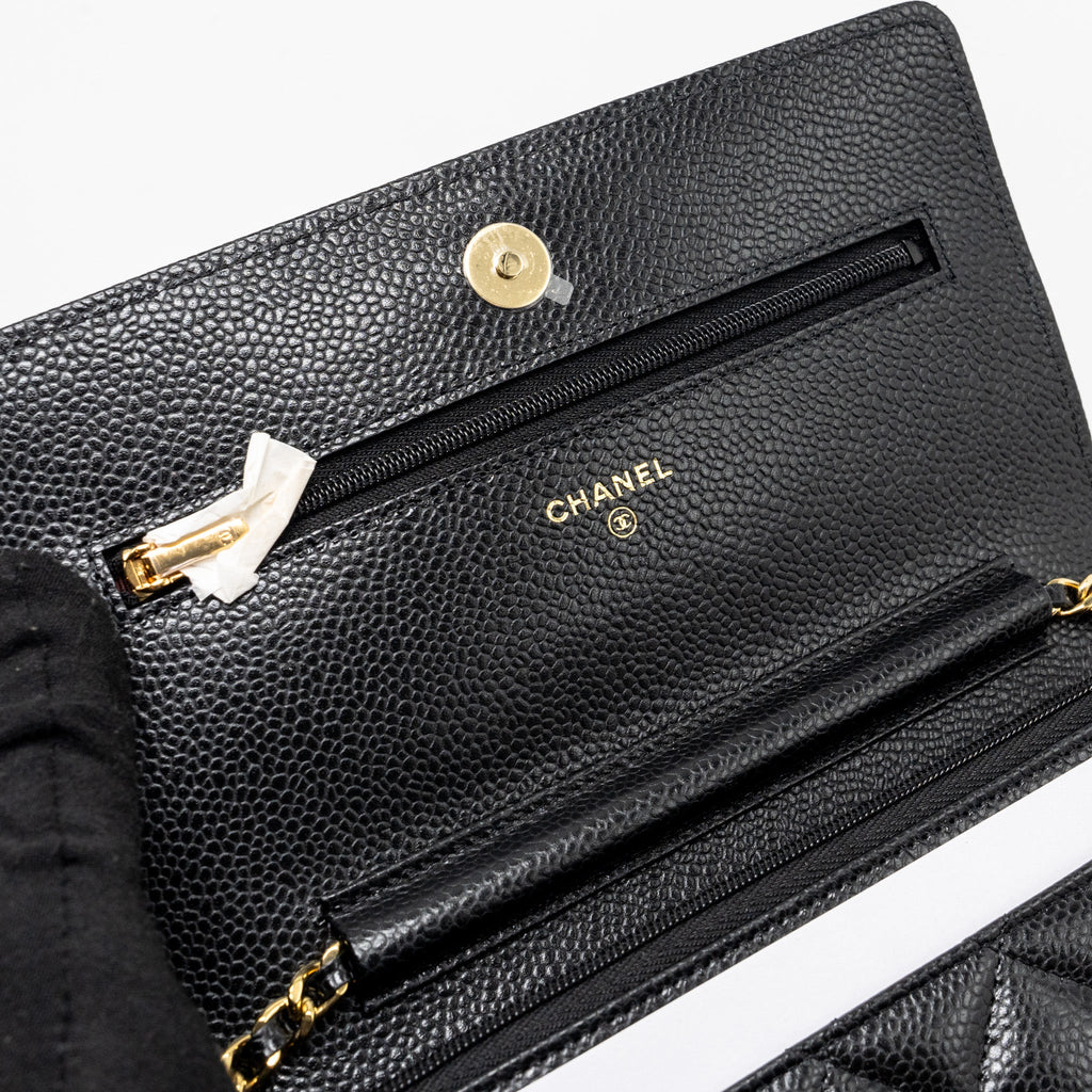 CHANEL CLASSIC WALLET ON CHAIN CAVIAR BLACK GHW(MICROCHIP)