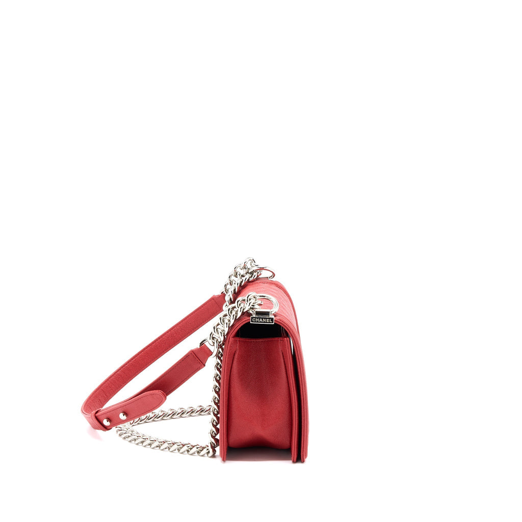 CHANEL MEDIUM BOY BAG CAVIAR RED SHW