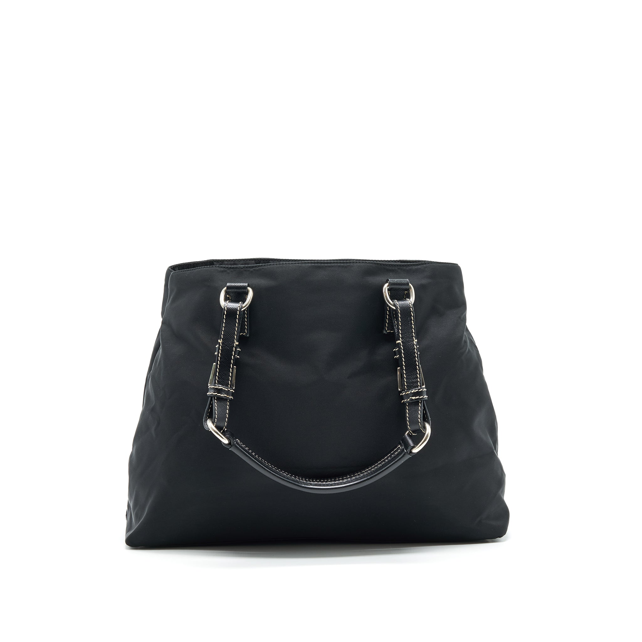 PRADA NYLON SHOULDER HAND BAG IN BLACK