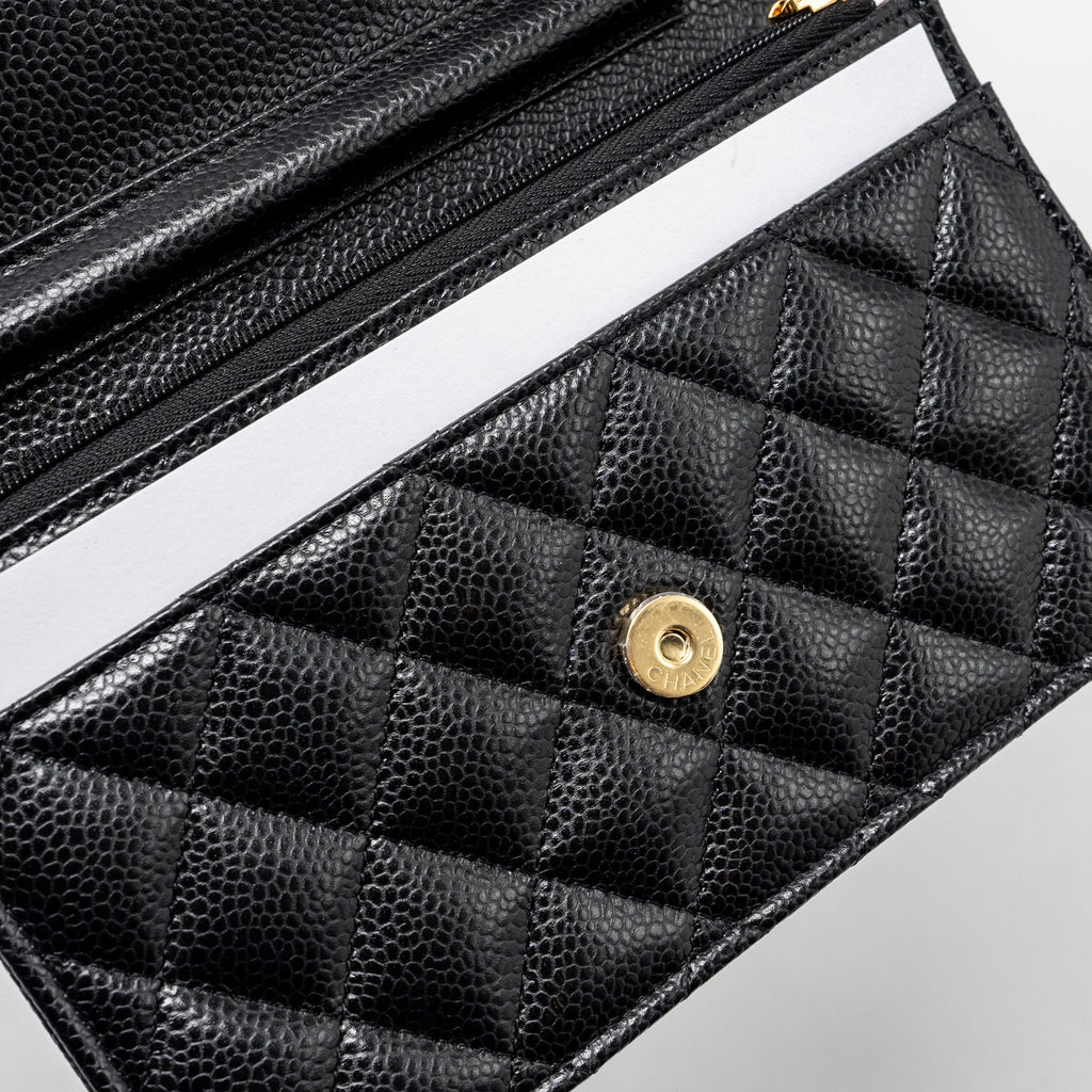 CHANEL CLASSIC WALLET ON CHAIN CAVIAR BLACK GHW(MICROCHIP)