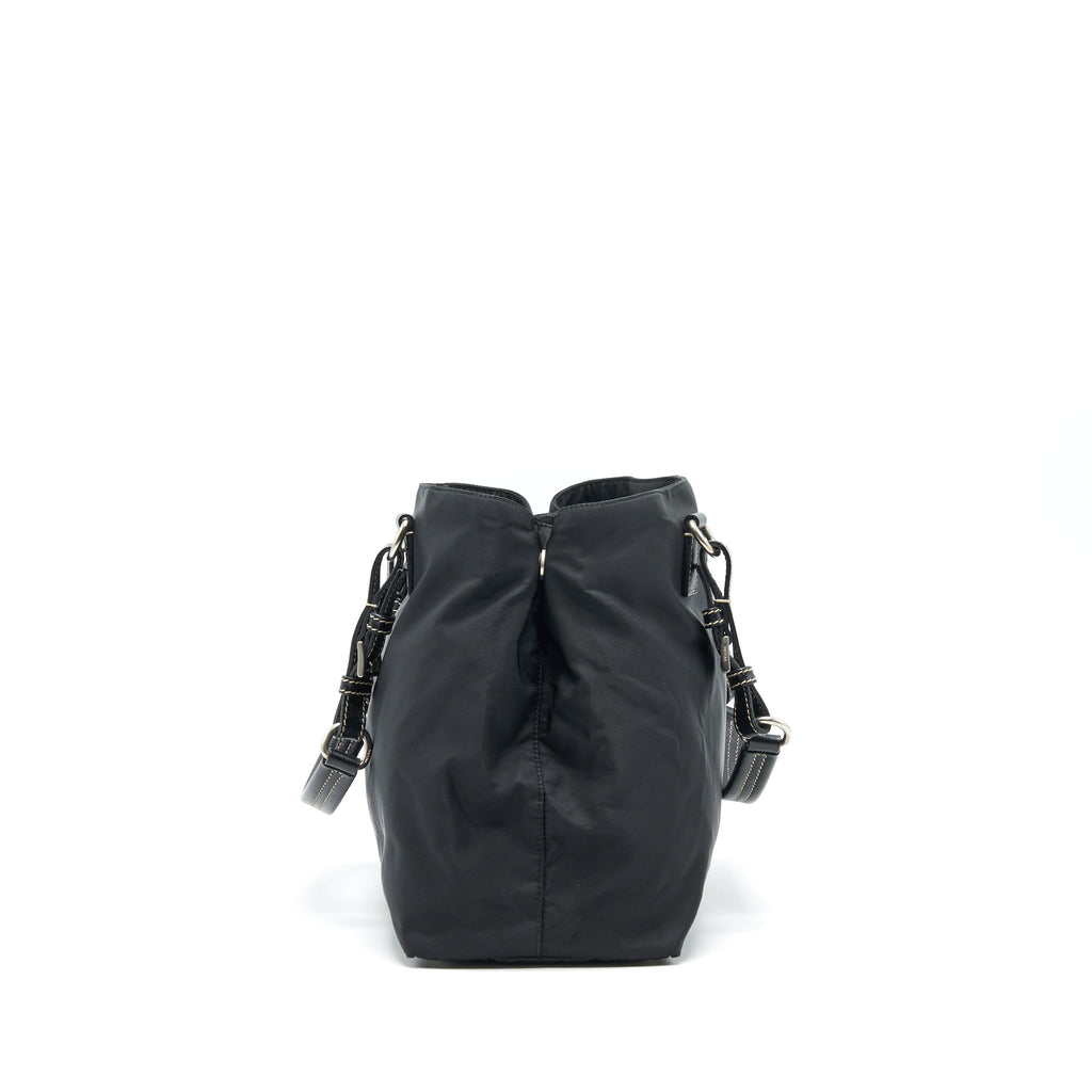 PRADA NYLON SHOULDER HAND BAG IN BLACK