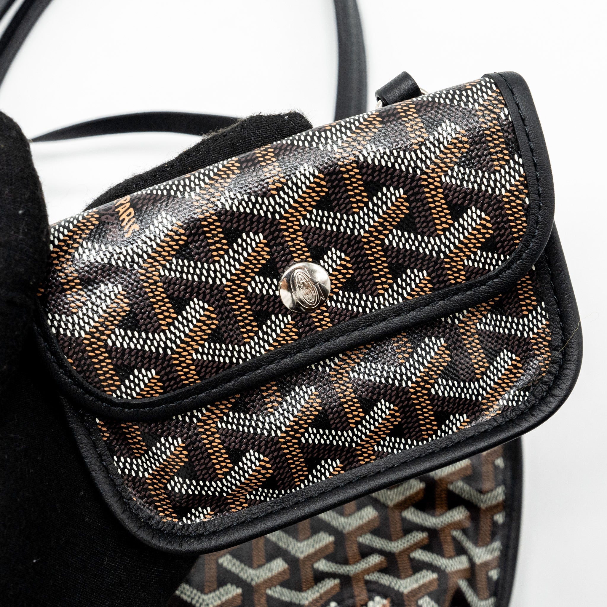GOYARD MINI ANJOU TOTE BAG GOYARDLINE CANVAS / CALFSKIN BLACK SHW
