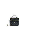 CHANEL VANITY CASE GLAZED LAMBSKIN BLACK LGHW