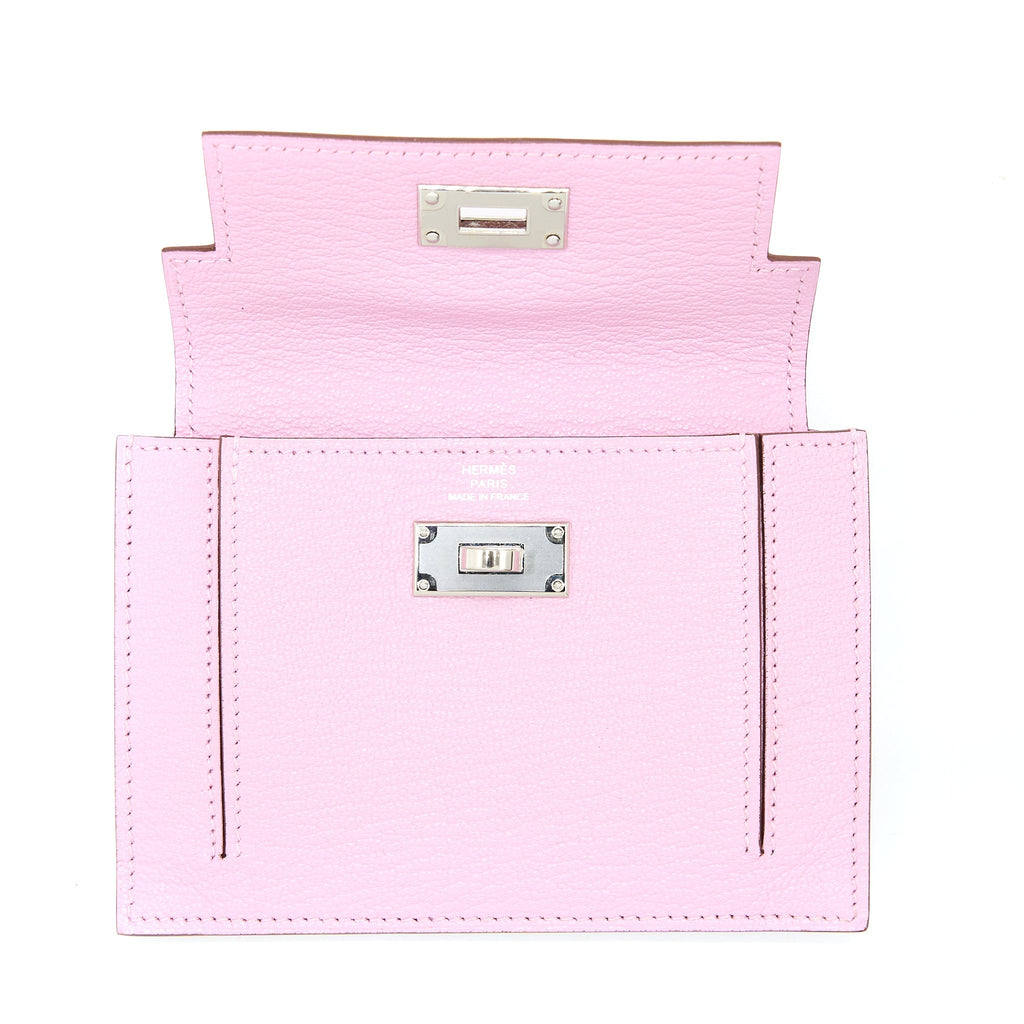 HERMES KELLY POCKET COMPACT CHEVRE MYSORE X9 MAUVE SYLVESTRE SHW