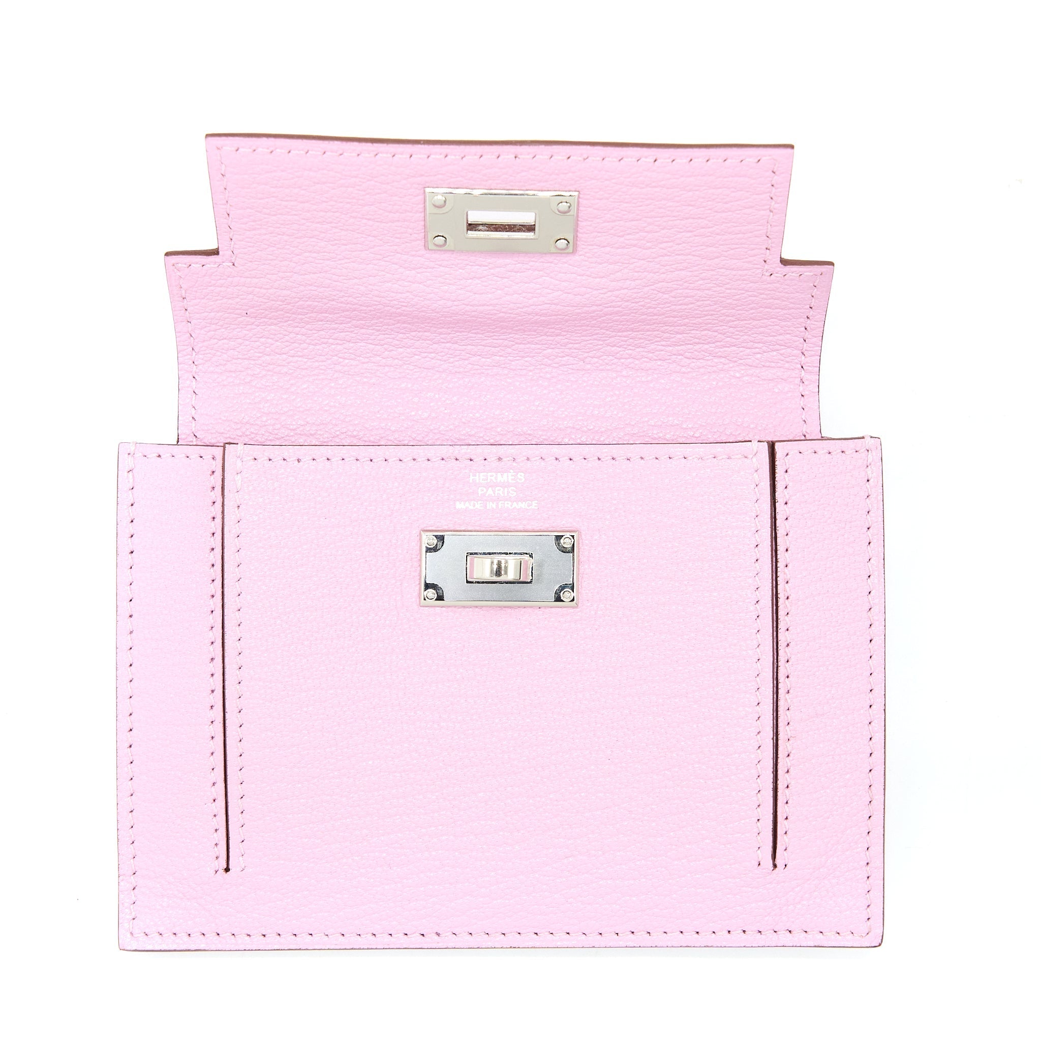 HERMES KELLY POCKET COMPACT CHEVRE MYSORE X9 MAUVE SYLVESTRE SHW