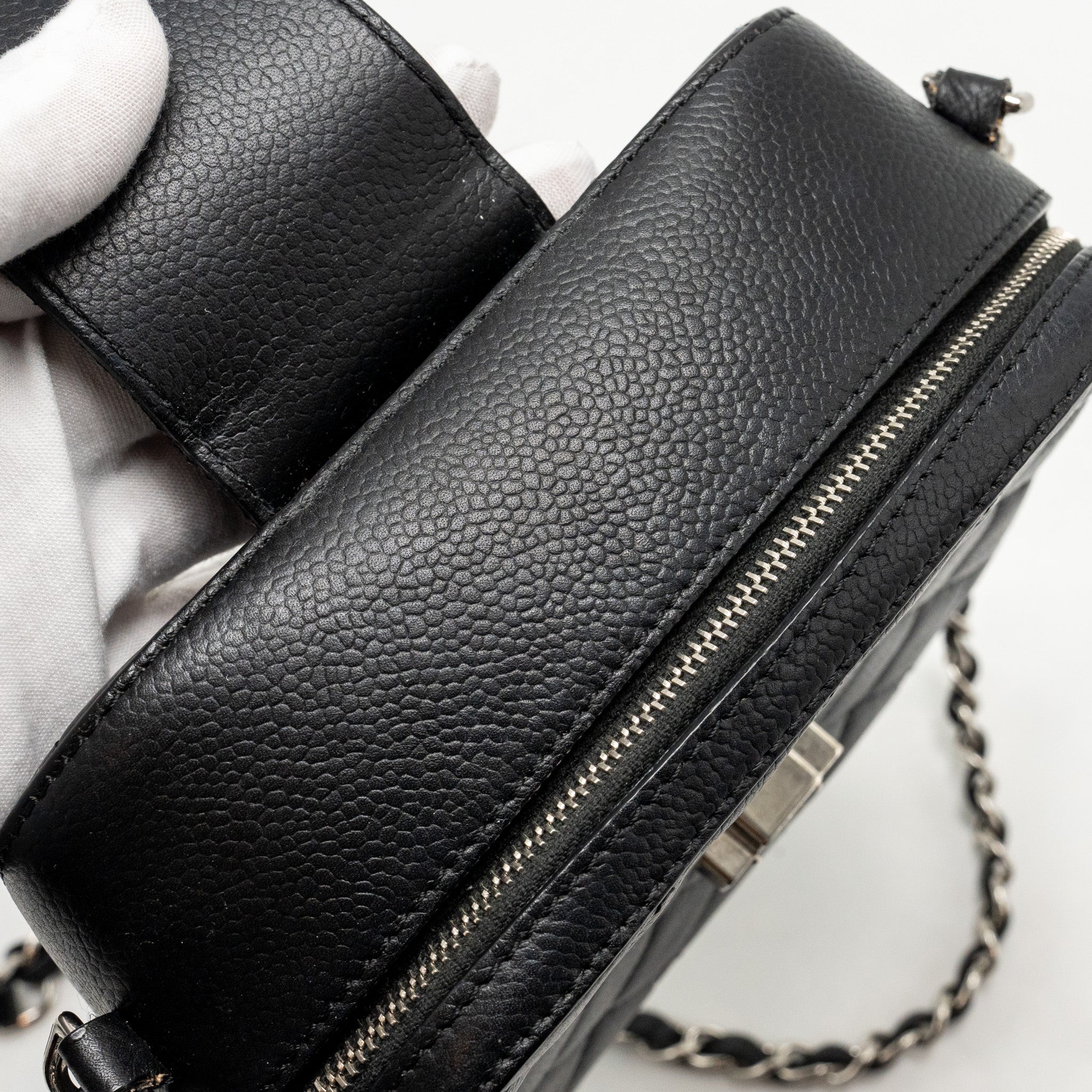 CHANEL QUILTED MINI VANITY BAG CAVIAR BLACK SHW