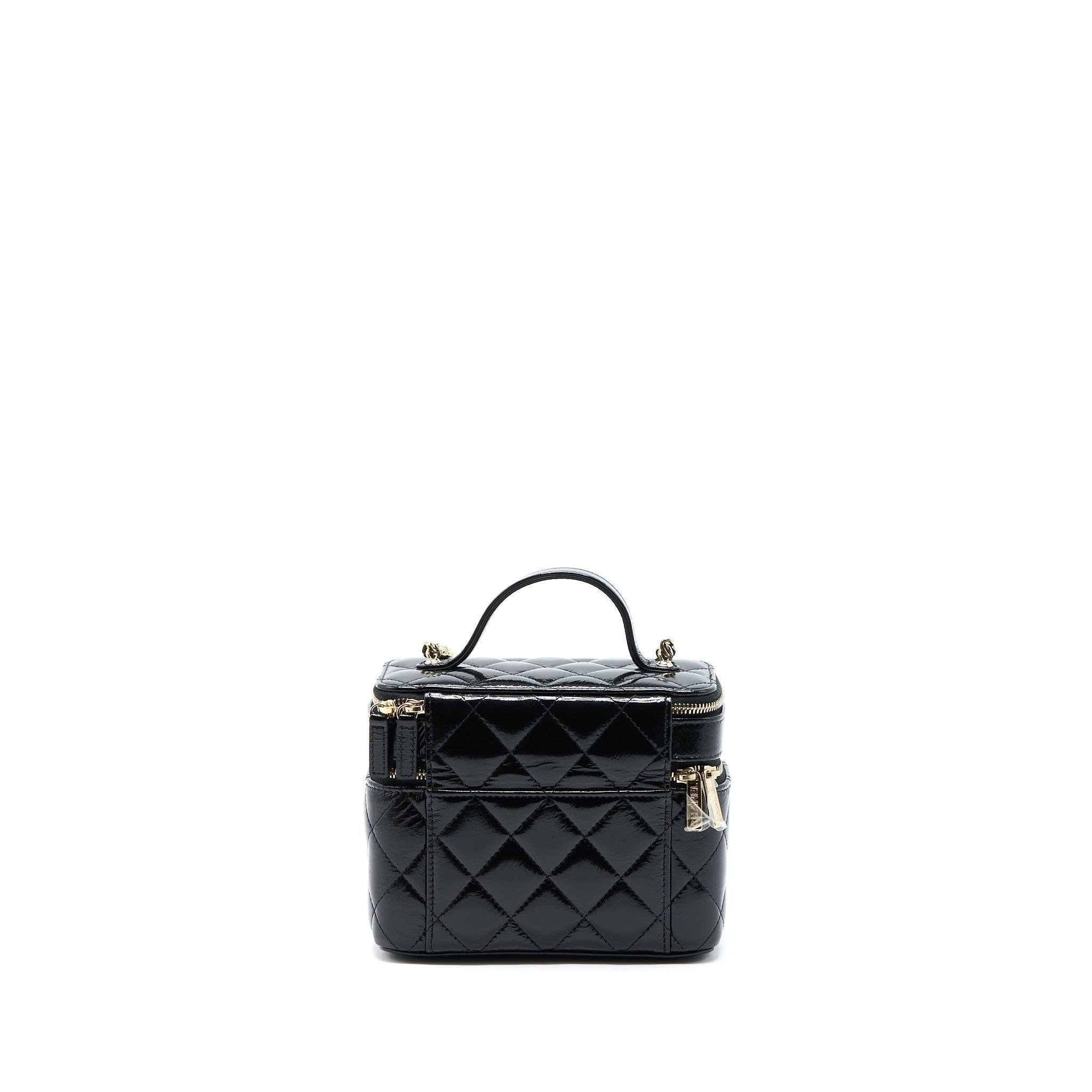 CHANEL VANITY CASE GLAZED LAMBSKIN BLACK LGHW