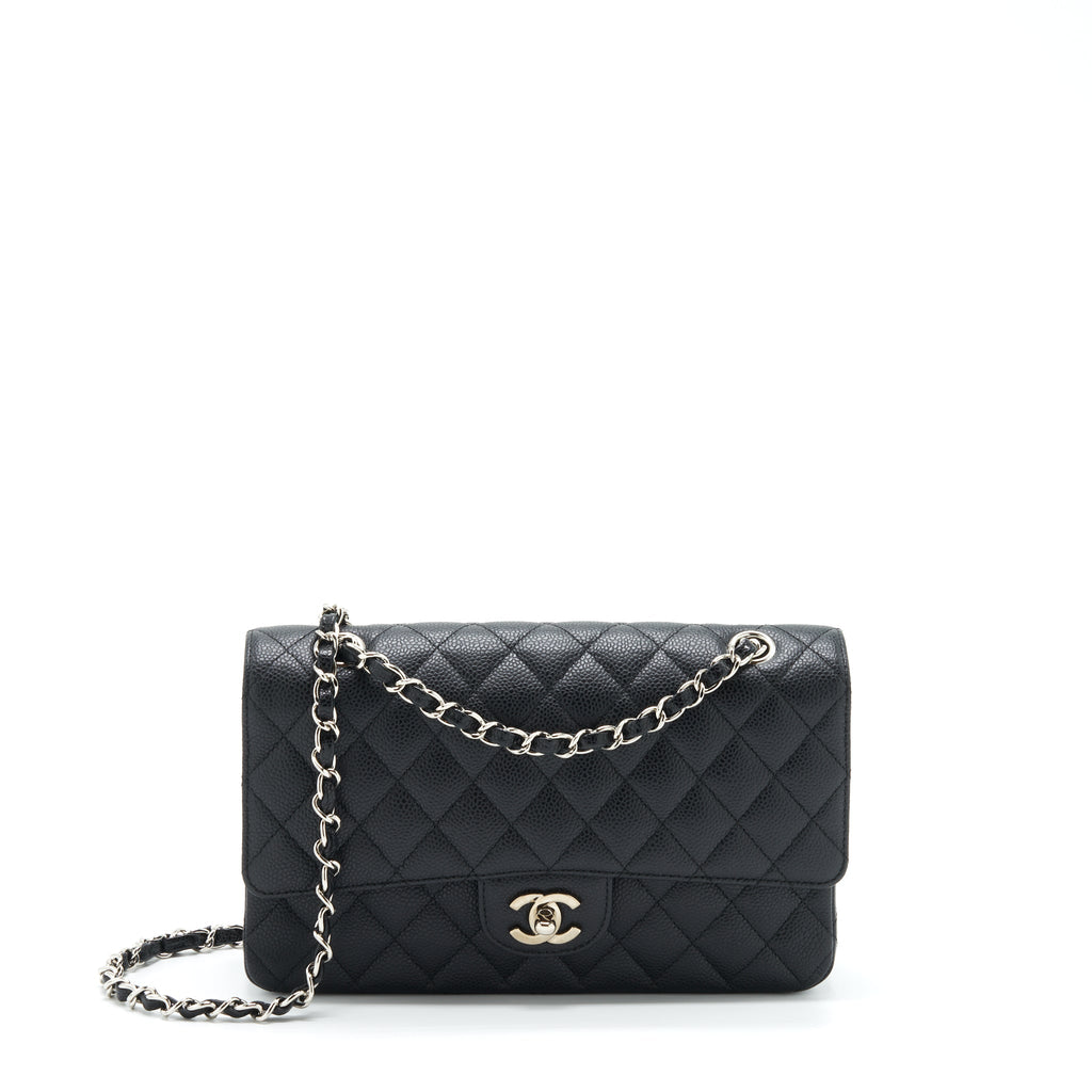 CHANEL MEDIUM CLASSIC FLAP BAG CAVIAR BLACK SHW