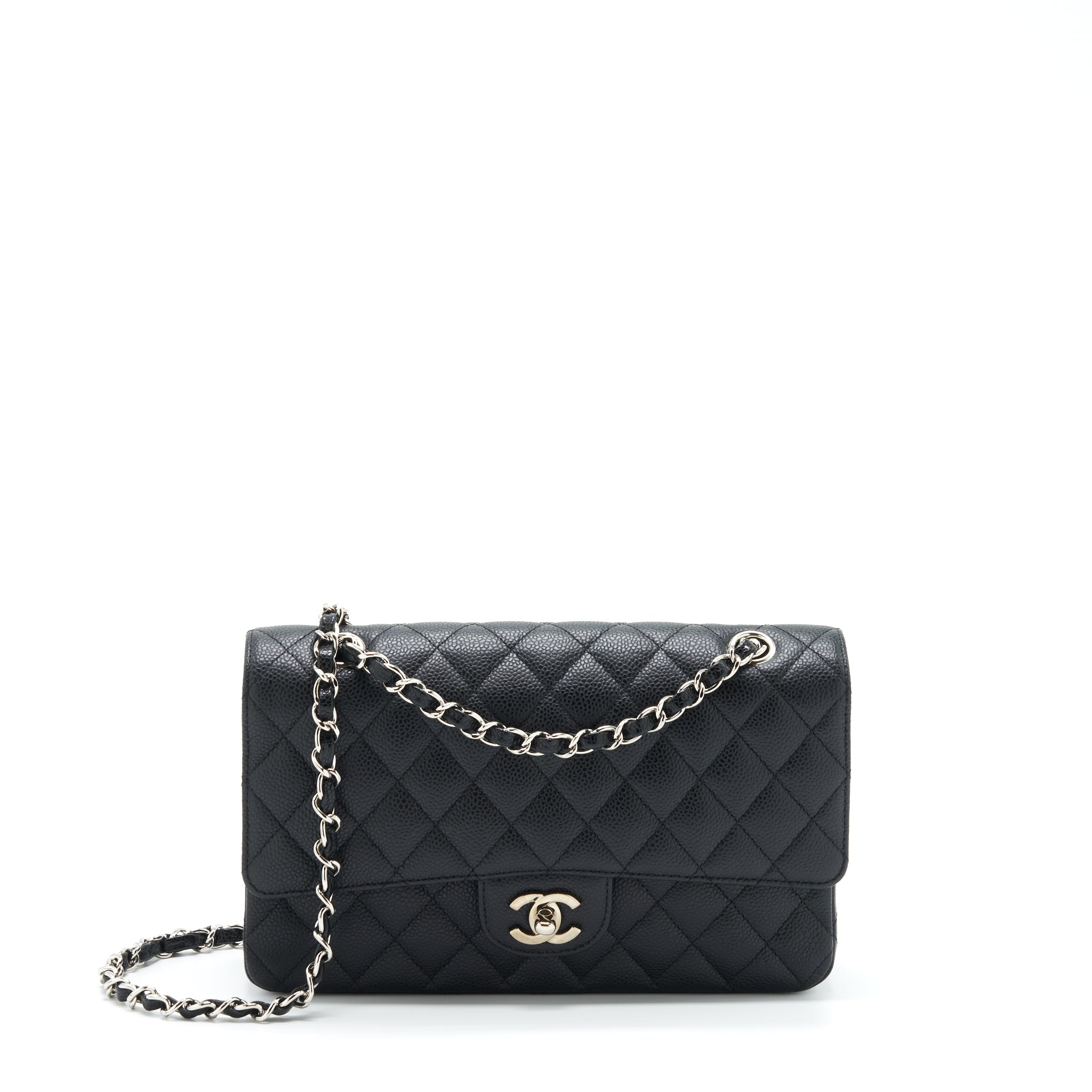 CHANEL MEDIUM CLASSIC FLAP BAG CAVIAR BLACK SHW