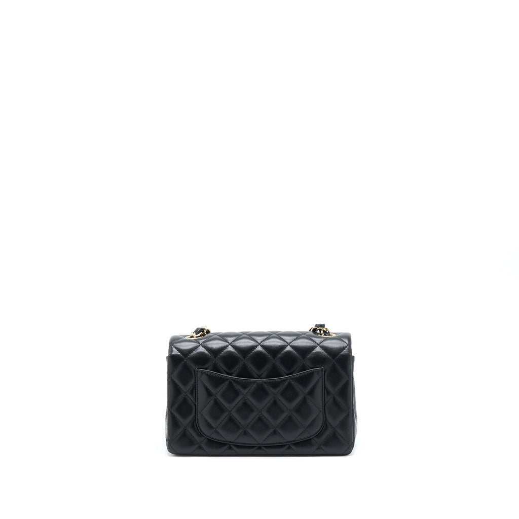 CHANEL MINI RECTANGULAR FLAP BAG LAMBSKIN BLACK LGHW (MICROCHIP)